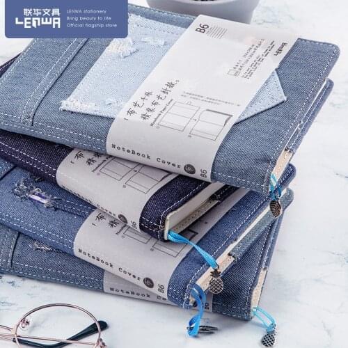 Creative Trend Japanese Style Diary Notebook Denim Faux Leather B6 Notepad Creative Planner Byllet Journal