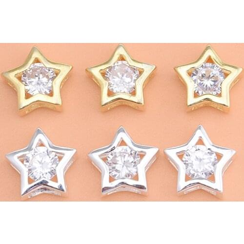 S925 sterling silver gold-plated accessories micro-inlaid zircon cute five-pointed star septa creative handmade bracelet necklac