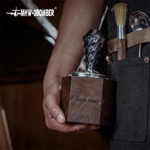 Hexagonal Walnut Wood Coffee Filter Tamper Holder Espresso Mat Stand Coffee Tamper Base Rack Coffee Accessories for Barista