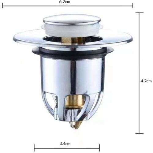 Stainless Steel Bathroom Sink Stopper Anti Clogging Bathtub Drain Stopper with Filter Basket, Bounce Bullet Type Sink Plug