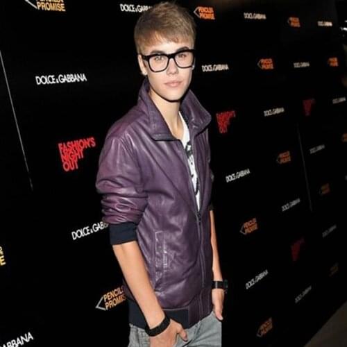 XS-3XL ! 2017 mens clothing Justin Bieber b high quality purple leather jacket coat plus size stage singer costumes