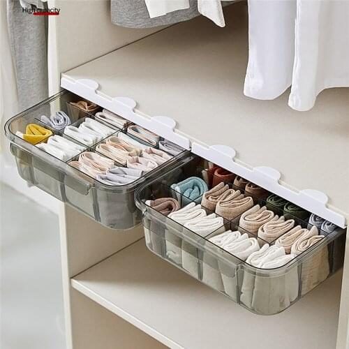 Bra Underwear Socks Drawer Storage Box with Partition Detachable Clothing Organizer Transparent Wardrobe Cabinet Storage Bins