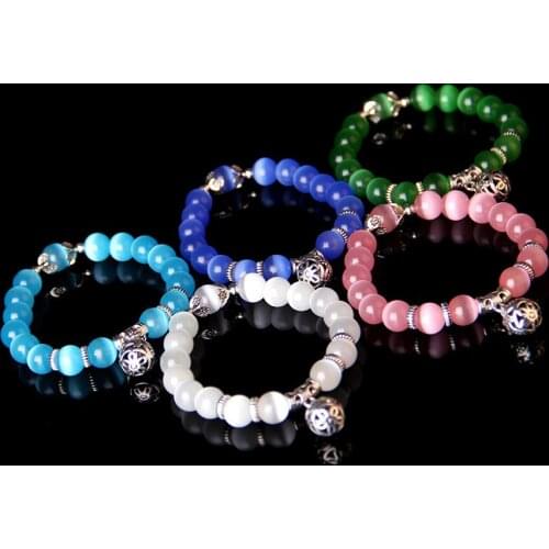 Natural Crystal Bracelets Womens Multi-color Cats Eye Stone Bracelets Gift Vintage Hand Jewelry Collection Certificate