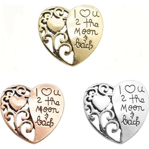 10pcs/lot New Snap Jewelry 18mm Metal Love Heart Snap Buttons Fit DIY Snap Bracelets Necklaces For Girl Charms Gift