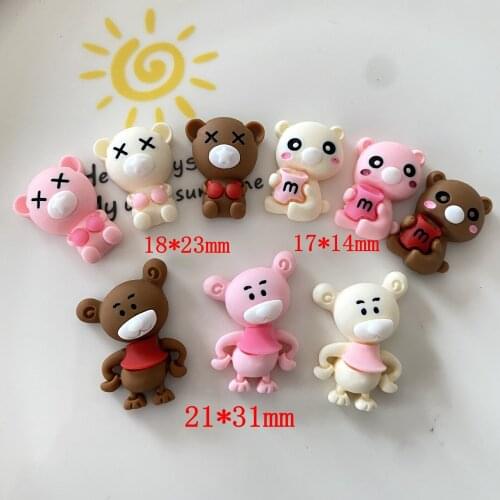 10pcsCute Resin Animals Flatback Kawaii Boxing Bear Mouse Cabochon Scrapbooking Kawaii DIY Embellishments Accessories Decoration