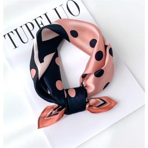 100% Silk Scarf Small Neck Hairband Female Bandana Dot Letter Print Square Scarves High Quality Foulard Neckerchief New 2021