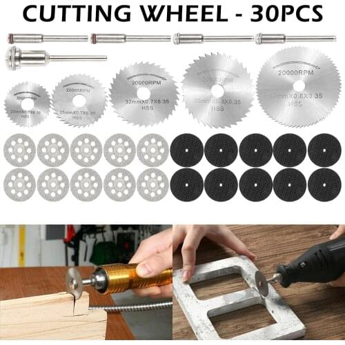 30PCS HSS Cutting Discs Grinding Disc Circular Saw Blade Woodworking Metal Dremel Mini Drill Bit Rotary Tool Accessories