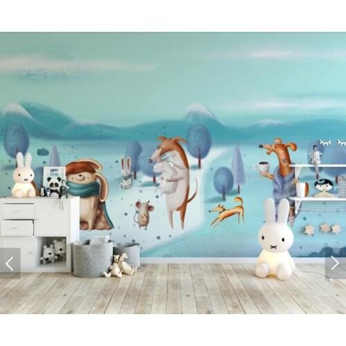 Carton Dog Kids Bedroom Wallpaper 3D Wall Mural for Living Room Contact Paper HD 3D Wall Papers Roll Hand Painting Murals