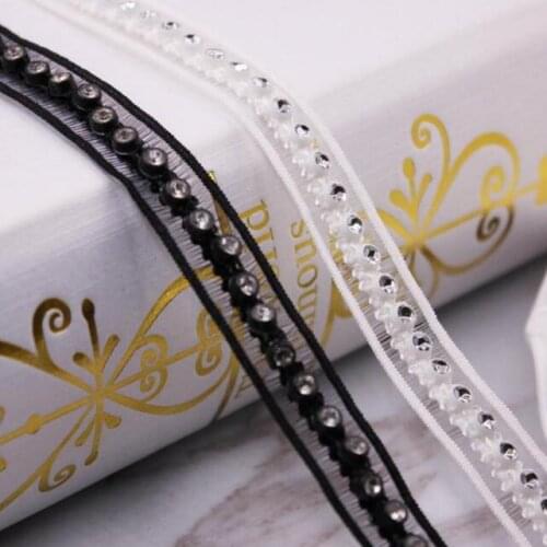 50yards Rhinestone Chain Beaded Lace Trim tissu dentelle DIY Handmade Wedding Dress Garment Home Textile Accessories Lace Fabric