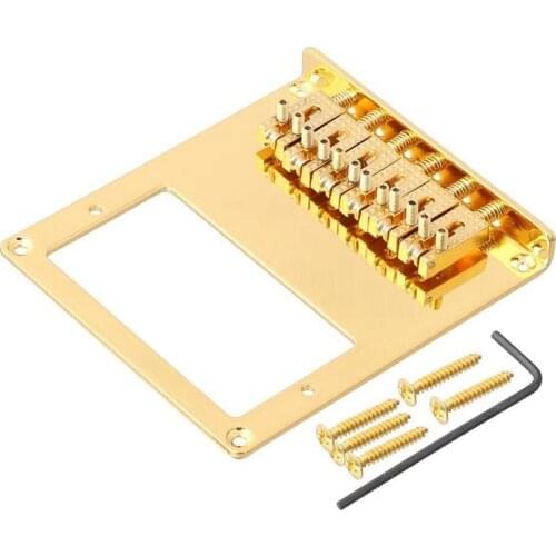 6 Roller Saddle 6 String Humbucker Guitar Bridge for Tele Telecaster Guitar (Gold)