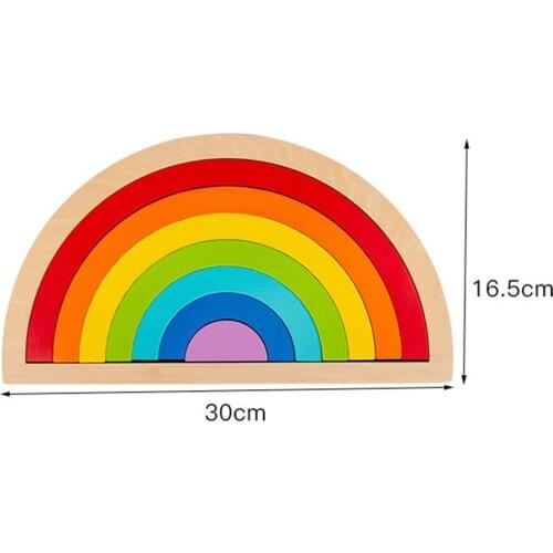 7x Wooden Rainbow Building Stacking Blocks Nesting Toy Gift for Baby Toddler