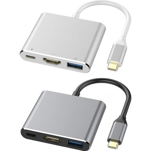 Type-C to HDMI-Compatib Adapter USB C To HDMI-Compatible Converter With 3 Ports 3 In 1 Cables Hub Adapter For PC Laptop Phone TV