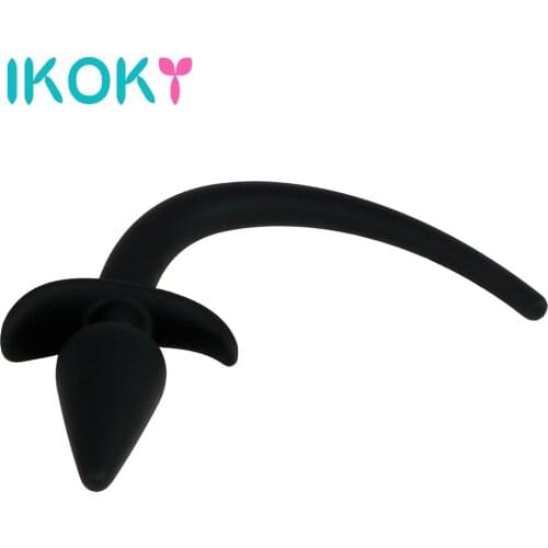 IKOKY Dog Slave Tail Prostate Massage Anal Plug Butt Plug Anal Toys SM Silicone Role Play Adult Sex Toys for Women Men