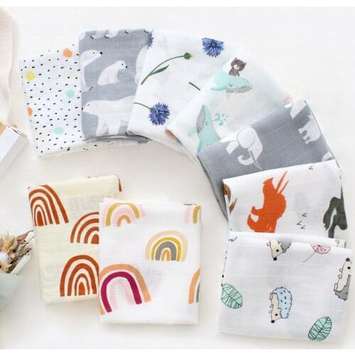 60X60cm Bamboo Baby Blankets Newborn Cotton Baby Blanket Muslin Swaddle Wrap Feeding Burp Cloth Towel Scarf Baby Stuff