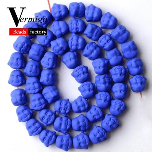 Natural Stone Blue Buddha Head Nanotech Rubber Hematite Beads For Jewelry Making 8mm Loose Beads Diy Bracelets Accessories 15