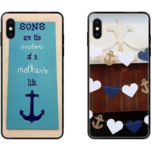 Black Soft TPU Art Online Cover Case New Nautical Anchor On Navy For Xiaomi Redmi Note 4 5 5A 6 7 8 8T 9 9S Pro Max Rare