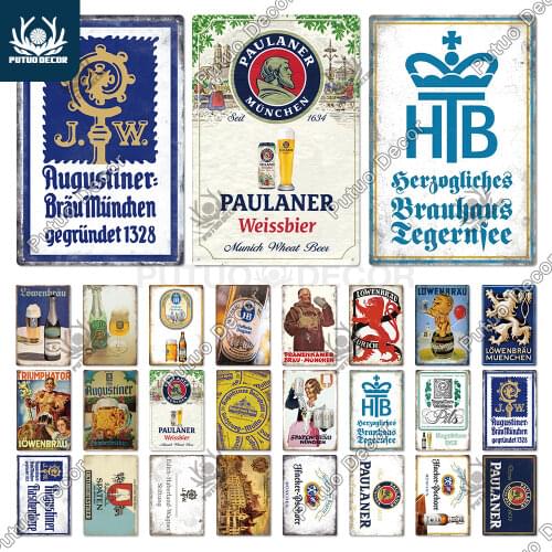 Putuo Decor Germany Beer Brand Metal Sign Plaque Metal Vintage Tin Sign Decoration for Pub Man Cave Kitchen Club Bar Home Decor