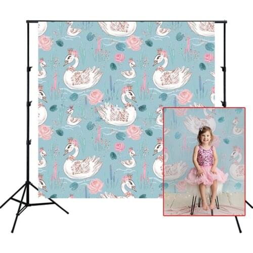 Swimming White Swan Backdrops Step And Repeat Pattern Photography Background Lotus Kids Newborn Party Banner Photo Studio Prop