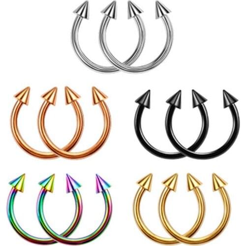10pcs Fake Nose Ring Fashion stainless steel Horseshoe C Clip BCR Septum Lip Piercing Nose Rings Hoop For Women Men