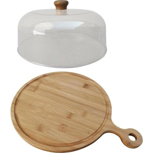 Round Wood Pizza Peel Food Prepare Kitchen Cake Fruit Food Serving Tray