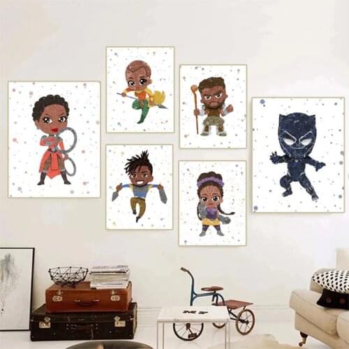 Marvel Avengers Black Panther Heroe Nursery Poster African Superheroes Canvas Painting Print Wall Art Picture Bedroom Home Decor