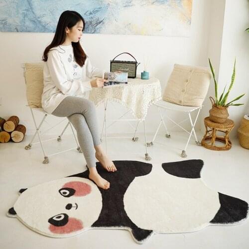 Soft Cartoon Panda Carpet Floor Mat Bedroom Polyester Rug Anti-Slip Baby Play Mat Nordic Living Room Kids Room Hall Decoration