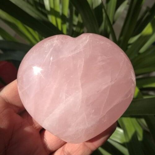 Stone Rose Quartz Crystal Heart Beads 60mm Natural Rose Quartz Wedding Decor Crystal Healing Chakra Reiki Craft
