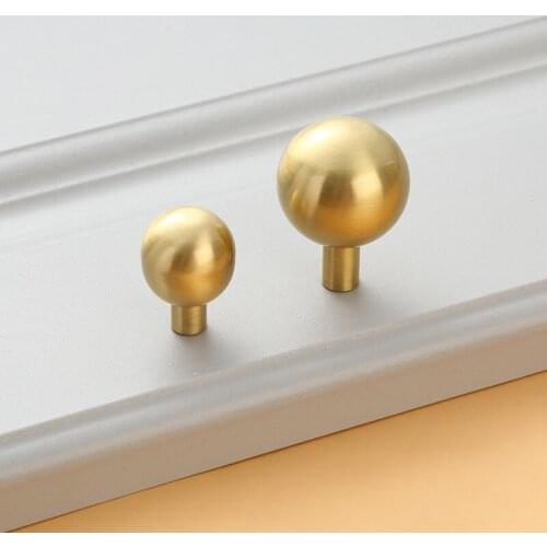 New Chinese Pure Copper Round Drawer Retro Ball Solid Wardrobe Door Handle Furniture Single Gold Handle Cabinet Knobs Furniture