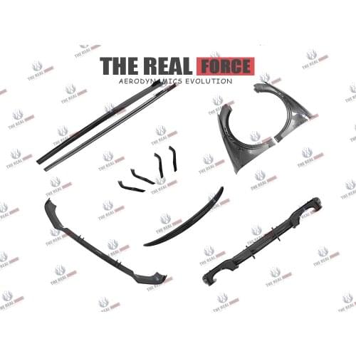 Suitable For 17-20 Audi RS3 TRF-K Carbon Fiber Full Lip Body Kit - Front Rear Lip Side Skirts Fenders Spoiler Canards