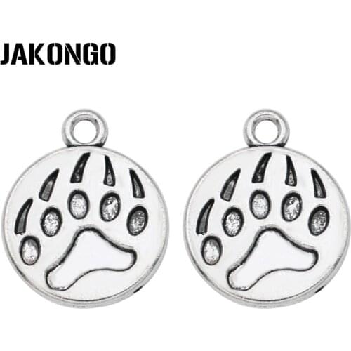 30PCS Tibetan Silver Plated Bear Paw Charms Pendants for Jewelry Making Accessories DIY Handmade Craft 18x15mm