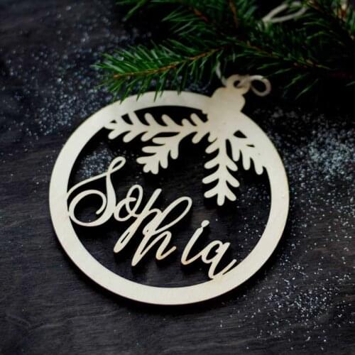 Custom Name Ornament- Personalized Christmas Bauble -Custom Ornament Ball Wooden Ornament Ball with name and year