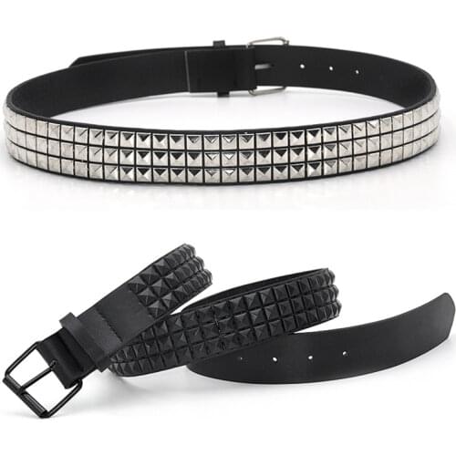 GAOKE Pyramid Fashion Rivet Belt Men&Womens Studded Belt Punk Rock With Pin Buckle Drop Shipping Black