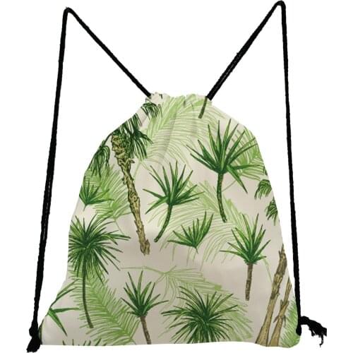 Green Leaf Print Backpack Simple Refreshing Drawstring Bag Casual Unisex Travel Bag High Capacity Shoe Bag to School Storage Bag