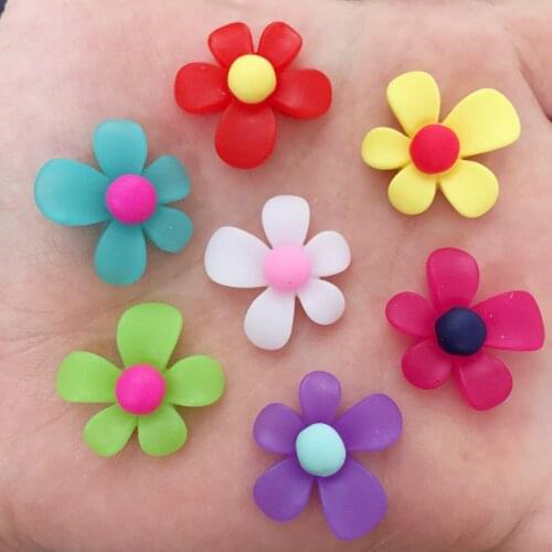 Mixed 20pcs Resin 20mm Lovely Colorful Flower Flat Back Rhinestone Appliques DIY Wedding Scrapbook Craft F582*2
