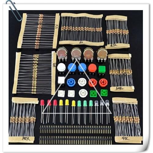10sets of portable hand-held resistor universal kit for starter kit UNO R3 LED potentiometer switch Tact Pin head