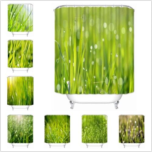 Musife Custom Green grass Shower Curtain Waterproof Polyester Fabric Bathroom With Hooks DIY Home Decor