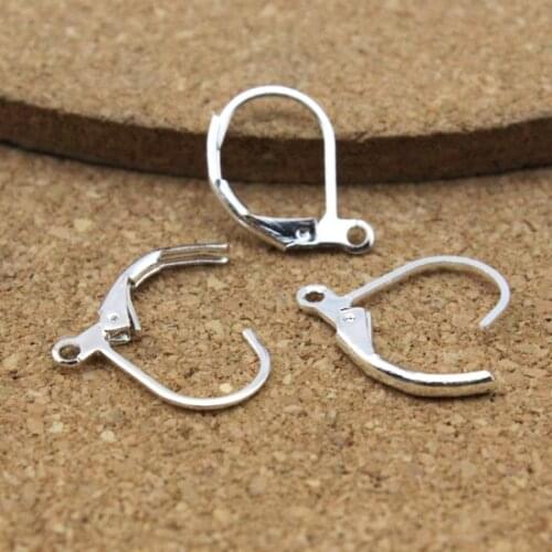 50pcs/lot 10.5*15.5mm Back Earring Stoppers Ear Jewelry Findings Silver Color French Style Ear Wire Back Earring Hook