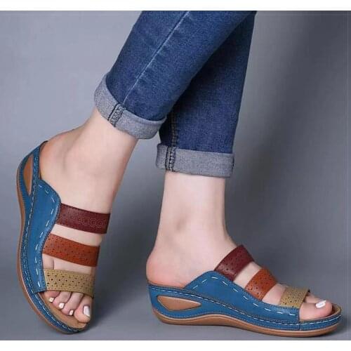 Women Sandals Mix Color Wedges Shoes For Women Summer Sandals Peep Toe Platform Sandals Shoes Female Heels Sandalias Mujer