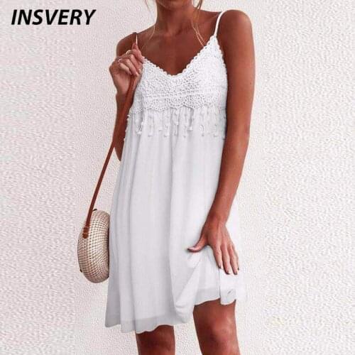 Sexy V Neck Dresses For Women Lace Patchwork Sleeveless Party Dress Women Elegant Beach Dress Plus Size Loose Short Dress 2021