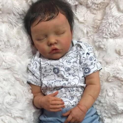 18 inch Silicone baby Reborn doll newborn premie boy Like Real bebe reborn Alive Play House toys gift detailed hand painting