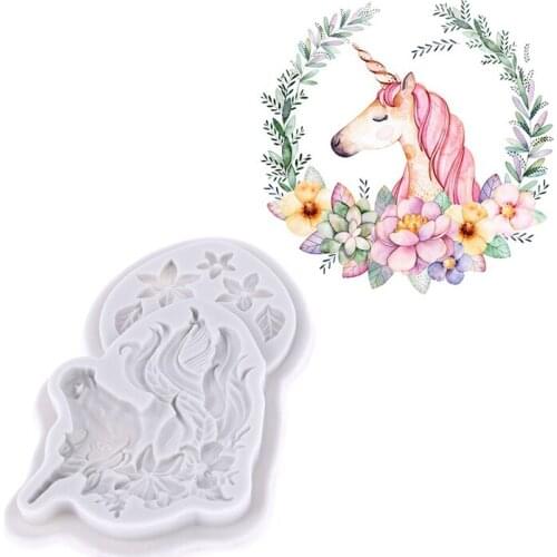 3D Unicorn Silicone Mold Cupcake Topper Decoration Fondant Mold DIY Party Cake Decorating Tool Candy Chocolate Gumpaste Mould