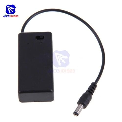 9V PP3 Battery Holder Box Case Wire Lead ON/OFF Switch Cover with DC 2.1mm Plug