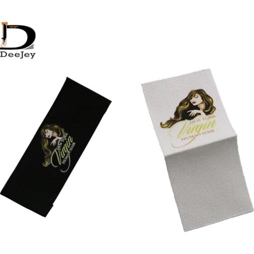 Personalized print pure cotton clothing tag washable label logo soft material white black cut end folded low minimum orders