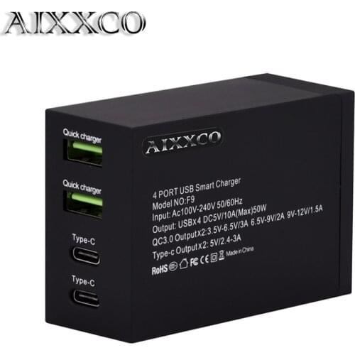 AIXXCO Quick Charge 3.0 Type C Mobile Phone Charger USB Desktop & Wall Charger Smart Quick Charging for Samsung Galaxy S8 Xiaomi