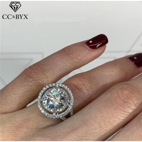 CC Luxury Jewelry Rings For Women Classic Round Cubic Zirconia Ring Bridal Wedding Engagement Accessories Drop Shipping CC2406