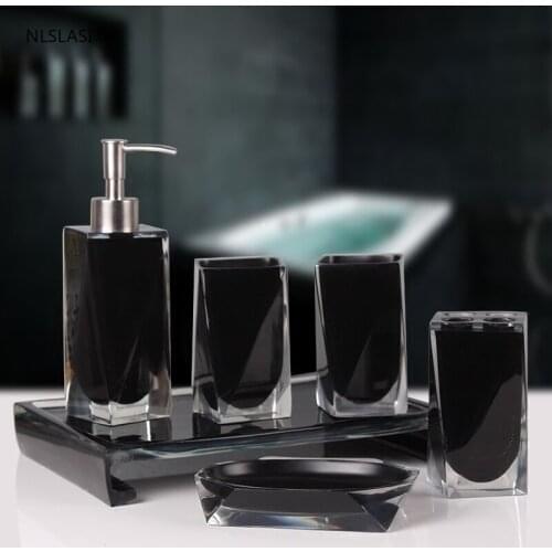 European Simple Resin Toothbrush Holder Gargle Cup Soap Box Toilet Brush Hotel Bathroom Accessories Set Shower Five Piece Set
