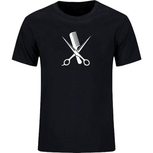 Summer casual printing creative scissors comb barber fashion design funny short sleeve t-shirt mens and womens