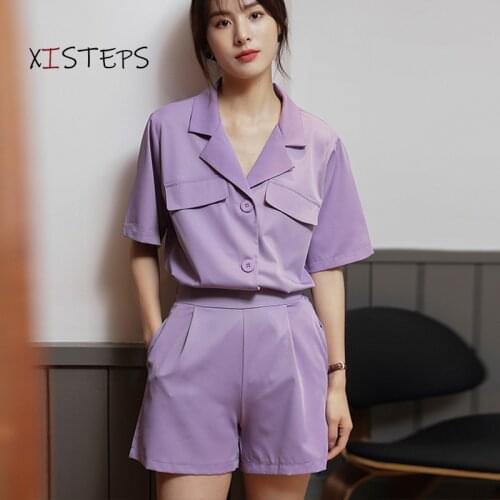 Two Pieces Set Chiffon Blazer Suit For Women 2021 Loose Large Size Female Summer Blazer+Shorts Set Ladies Casual Suit