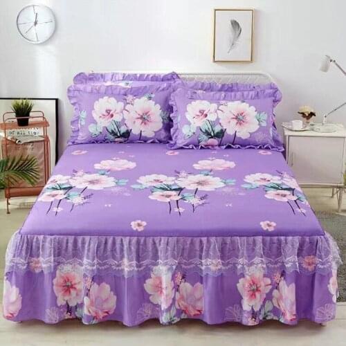 1pc Bed Skirt + 2pcs Pillowcase Bedding Set Sanding Soft Bedspread King Queen Size Single/Double Layer Bed Skirt