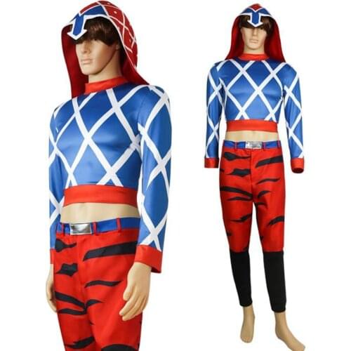 Anime JoJos Bizarre Adventure Guido Mista Cosplay Costume Golden Wind Hat Top Pants Belt All Set Halloween Christmas Party Suit
